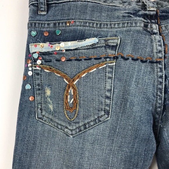 Vintage Calvin Klein Embroidered Heart Y2K Flare Jeans 28 - Picture 7 of 8